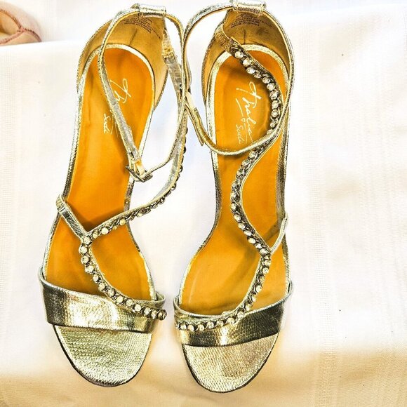 Thalia Sodi Women's Silver Rhinestone Embellished Open Toe Dress Shoes SZ 8.5 M - Picture 1 of 8